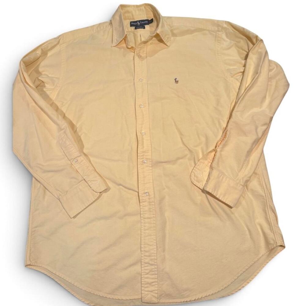 Ralph Lauren Blake Yellow Button-Down Shirt Men’s Large 100% Cotton